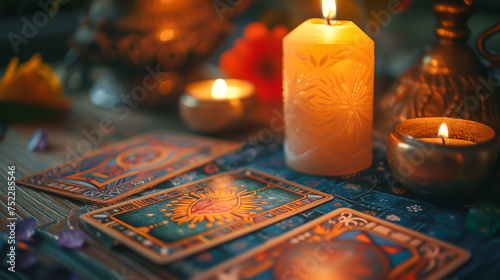 Tarot reading by candlelight the cards foretelling a journey of transformation