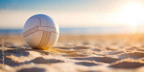 Beach Volleyball on Sunny Sandy Shore photo