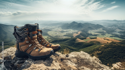 Hiking boots on the mountain