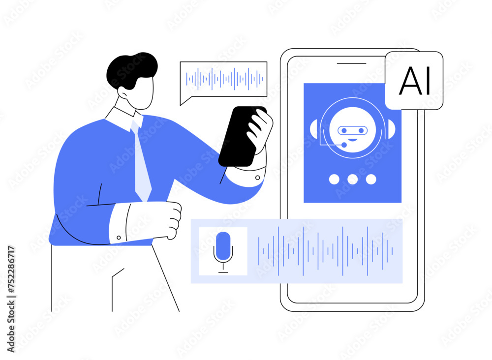 Voice-Activated Customer Support by AI abstract concept vector illustration.