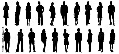 silhouettes of people working group of standing business people vector eps photo