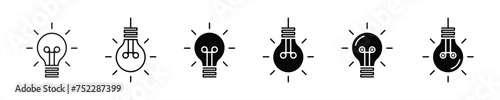 light bulb icon set. idea lamp icon symbol sign. vector illustration