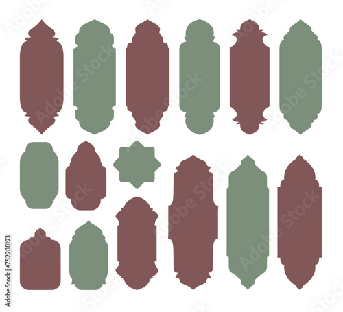 Islamic badge decoration, vector illustration border  frame or  mosque door ,for Ramadan theme design ornament.