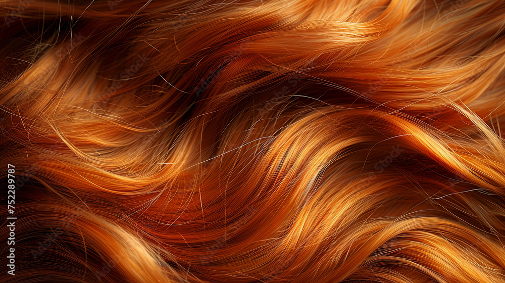 A close-up view showcasing the intricate details and vibrant hues of a red hair texture A close-up view showcasing the intricate details and vibrant hues of a red hair texture