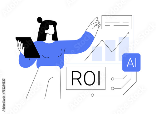 ROI and Attribution Analysis with AI abstract concept vector illustration.