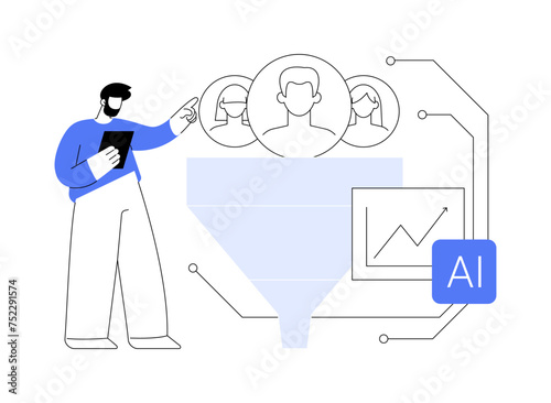 AI-Enhanced Sales Funnel Optimization abstract concept vector illustration.