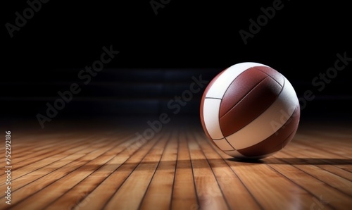 Volleyball on Glossy Indoor Court Floor © vectoraja