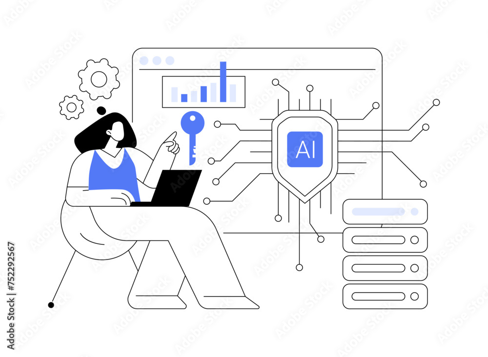 AI-Enhanced Data Security abstract concept vector illustration. AI-Enhanced Data Security abstract concept vector illustration.