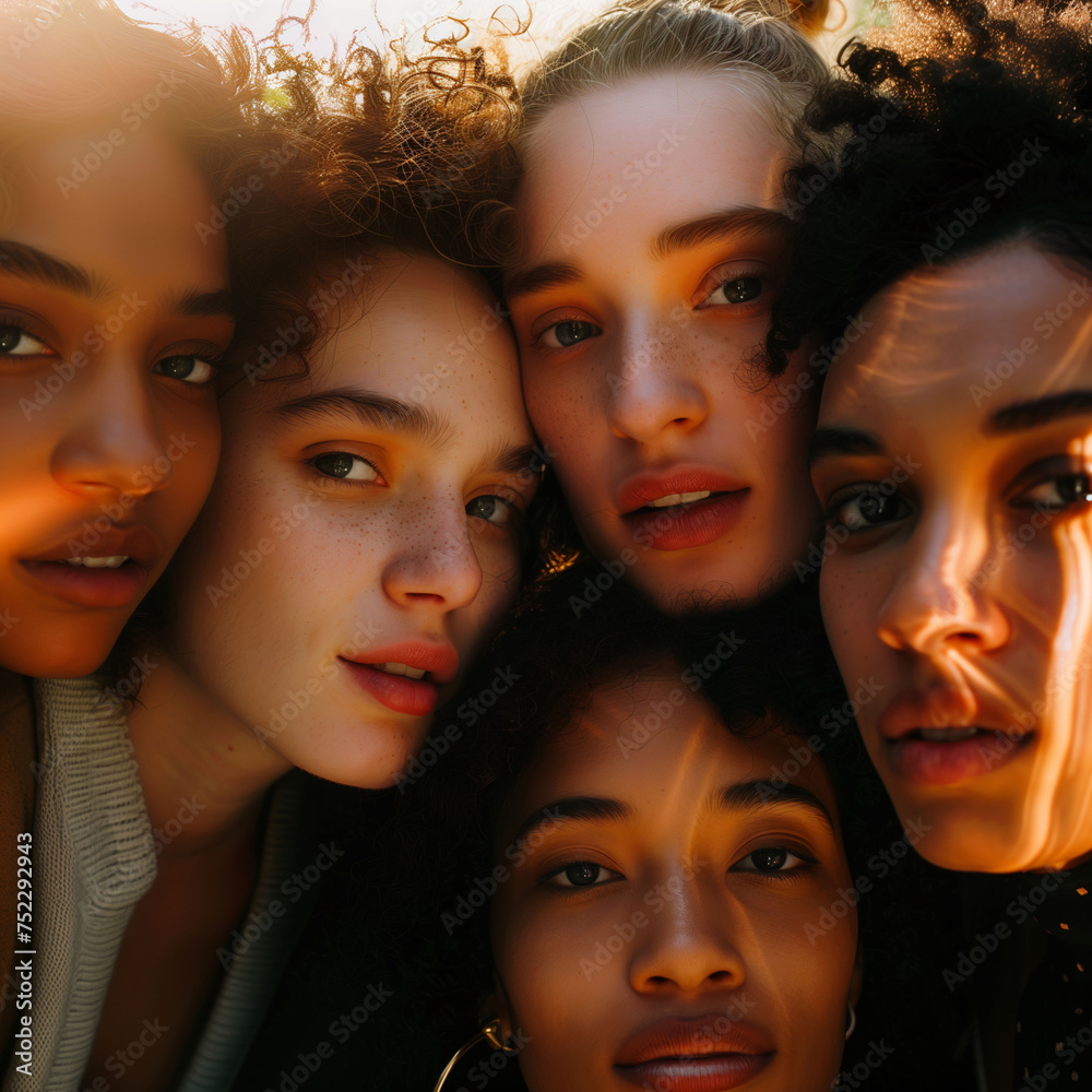 Multiethnic Group of Friends Close-up Portrait in Natural Light Multiethnic Group of Friends Close-up Portrait in Natural Light