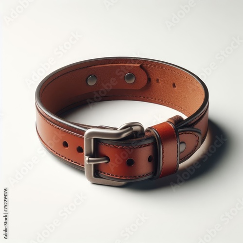 brown leather belt pet collar 
