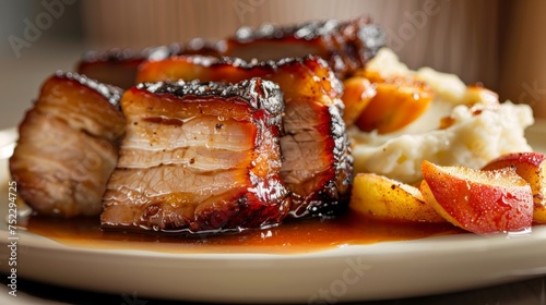 Savory Cider-Braised Pork Belly with Mashed Potatoes