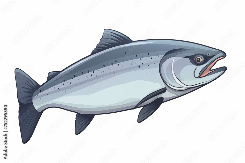 Obraz premium Salmon drawing on a white background.