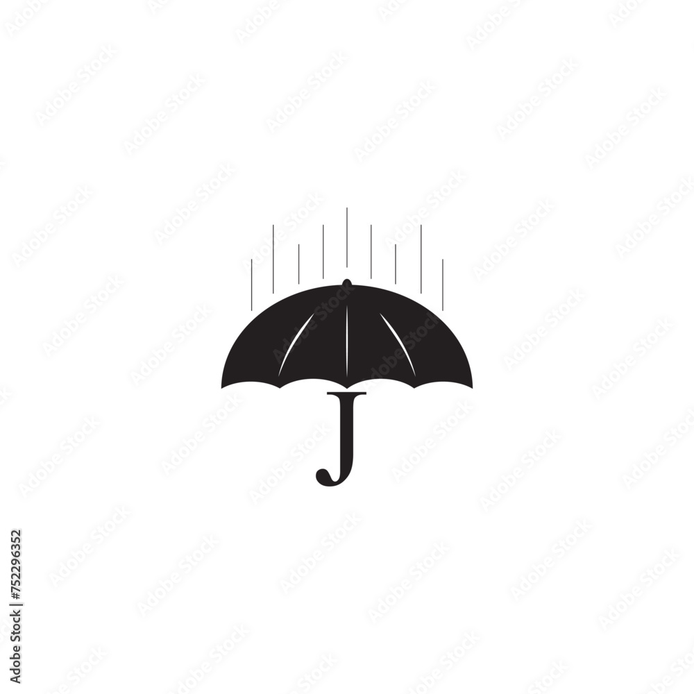 Logo logo initials J combined with umbrella