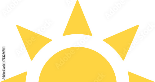 Half Sun sunset and sunrise, icon vector symbol. Yellow sun star icon. Summer, sunlight, nature, sky ,