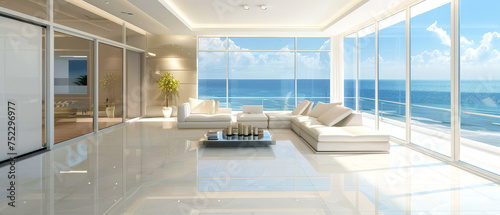 A large living room with a white couch and a coffee table © Toey Meaong