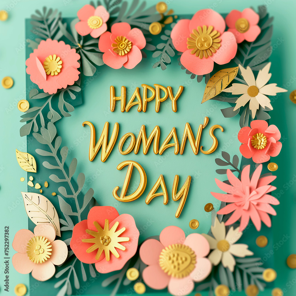 Women's Day Banner. Floral flat lay greeting card Women's Day Banner. Floral flat lay greeting card