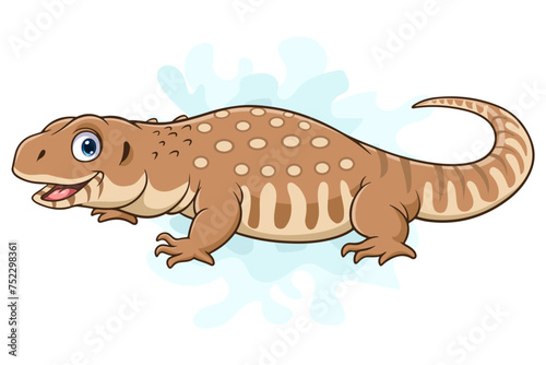 Cartoon savannah monitor lizard on white background