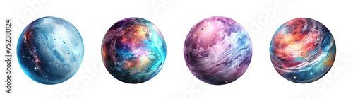 Collection of set Galaxy planet isolated on transparent background. PNG file, cut out	