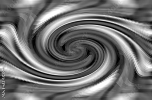 Spiralny wir w biało czarnej kolorystyce. Dynamiczna abstrakcyjna kompozycja, tło, tekstura