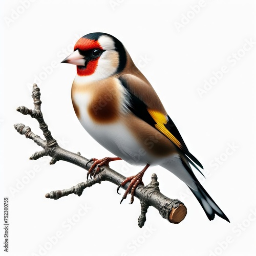 Goldfinch bird on white background 
