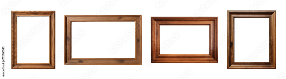 Collection of set wooden picture frame isolated on transparent background. PNG file, cut out Collection of set wooden picture frame isolated on transparent background. PNG file, cut out
