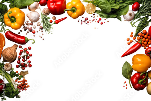Food frame vegetables for cooking, isolated on transparent background