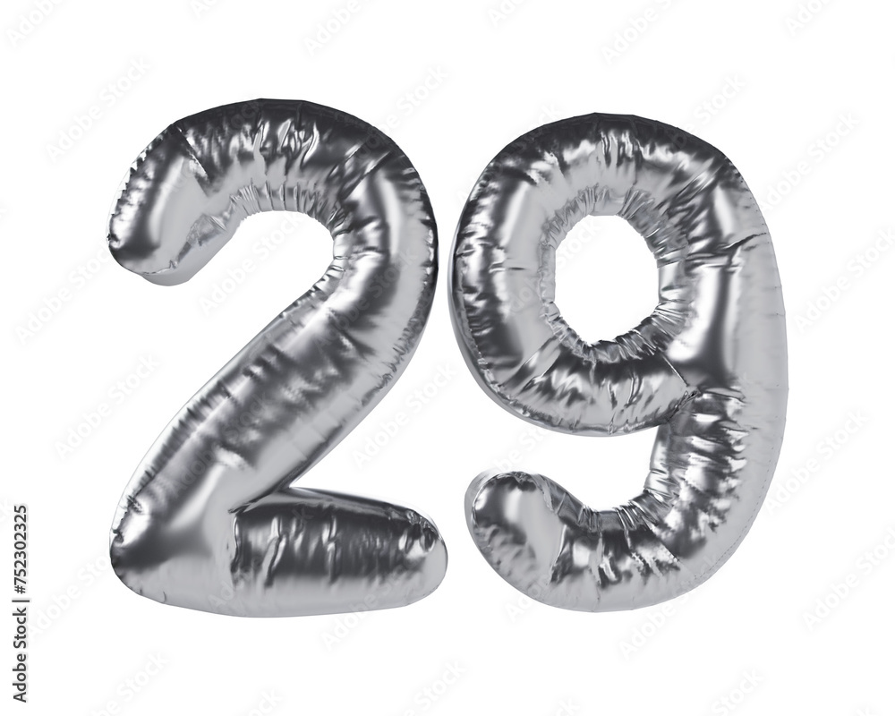 Number 29 Silver 3d illustration Number 29 Silver 3d illustration