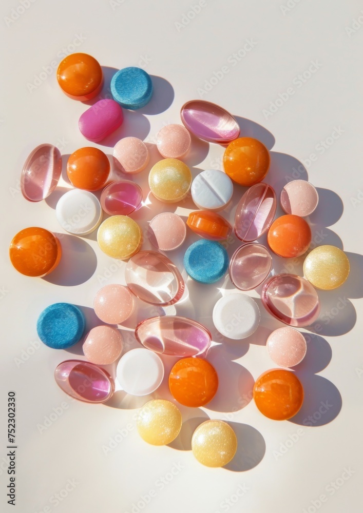 A view of medicines on a light background.