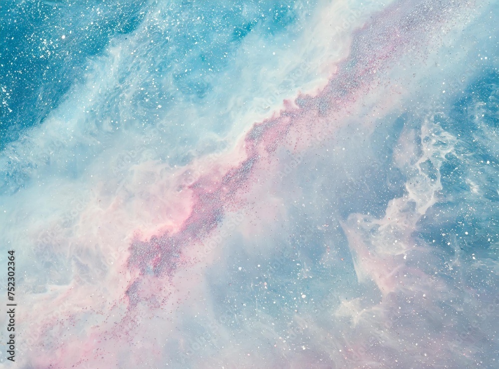 Naklejka premium Abstract pastel pale blue pink galaxy nebula background