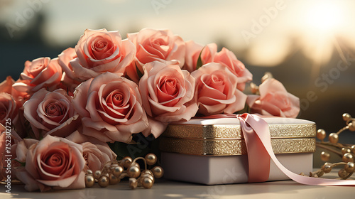 beautiful gift with flowers
