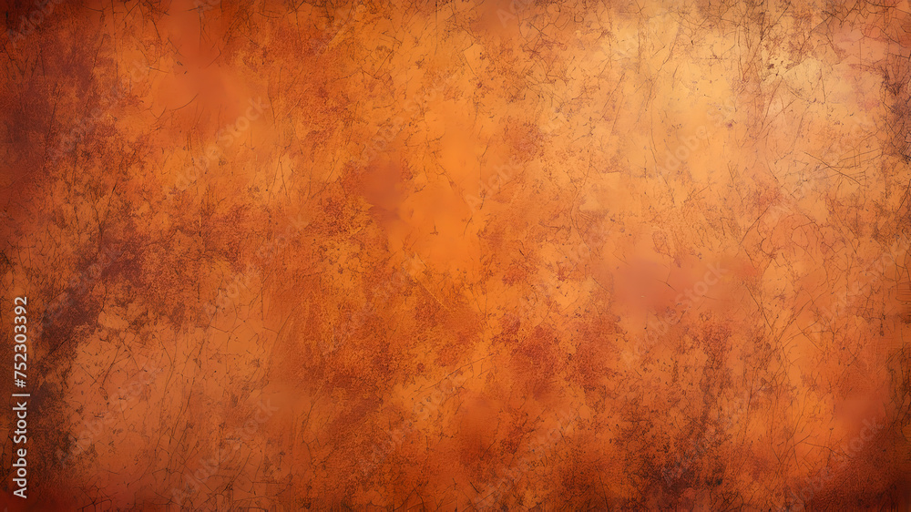 Copper orange background, old vintage grunge texture pattern, mottled painted autumn or fall colors for halloween or thanksgiving designs, elegant rich red orange background