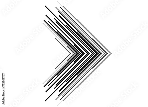 Vector striped pattern of straight black lines on a white background. Abstract arrow. Abstract vector background