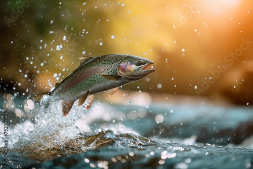 Salmon Leaping at Sunset