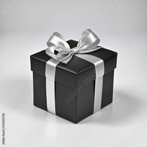 Black gift box with silver ribbon © Fukurou