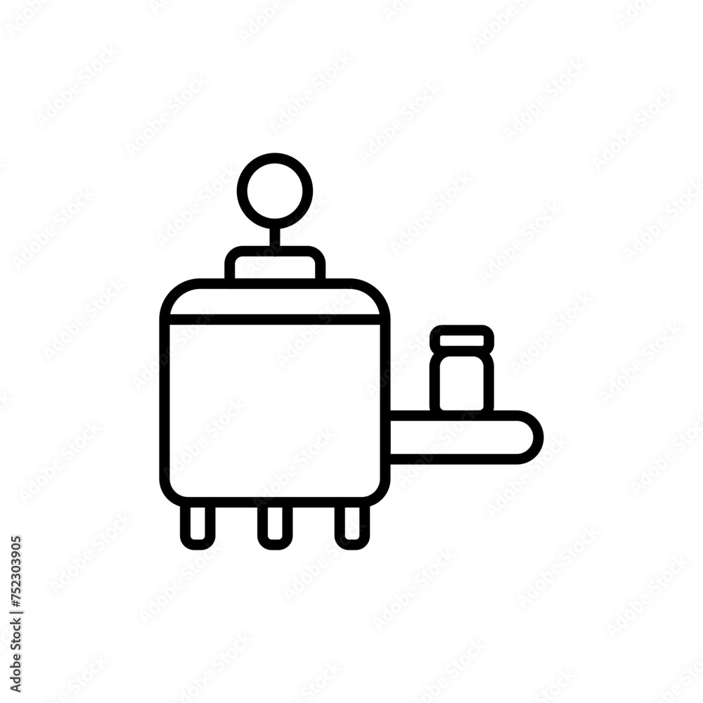 Obraz premium Milk conveyor outline icons, minimalist vector illustration ,simple transparent graphic element .Isolated on white background