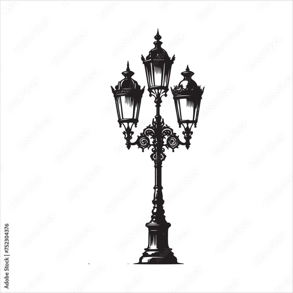 silhouettes of street light isolated on white background