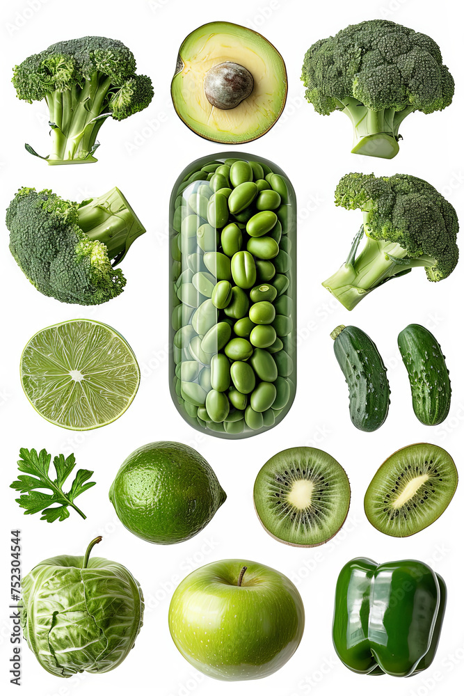A vibrant arrangement of assorted fruits and vegetables cut in half, showcasing their fresh and colorful interiors A vibrant arrangement of assorted fruits and vegetables cut in half, showcasing their fresh and colorful interiors