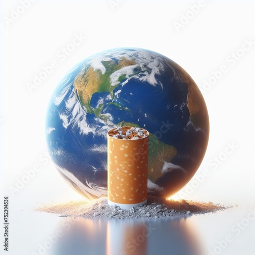 cigarette and tobacco on white background