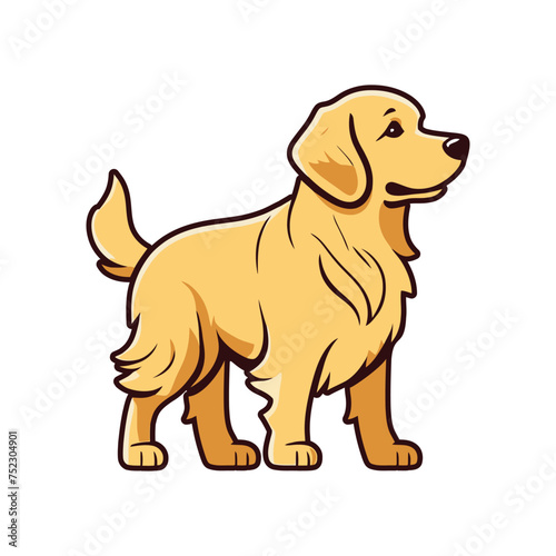 cute Golden Retriever cartoon baby dog feel happy © slowbuzzstudio