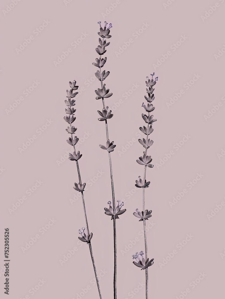 Illustration of Lavender Sprigs on Pastel Background Illustration of Lavender Sprigs on Pastel Background