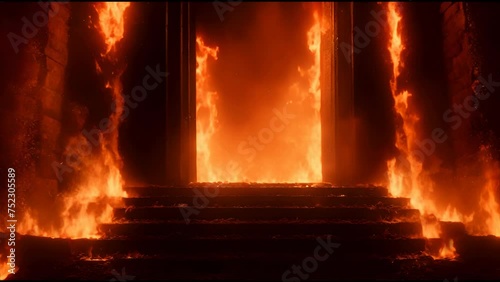 Hell entrance gate, Dante's Inferno. Generative AI