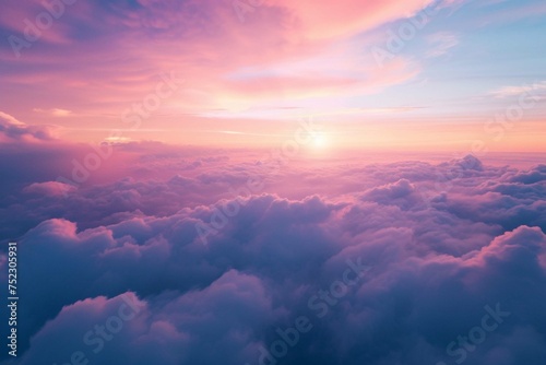 Amazing panoramic aerial view of sunset sky. Beautiful clouds and colors at dusk © Manzoor