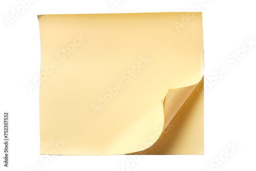 Curling Corner of Blank Beige Paper Isolated on White Background 