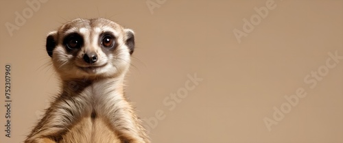 beige a text space for advertising with a funny part in the form of a meerkat looking out at the bottom. for postcards, advertisements 