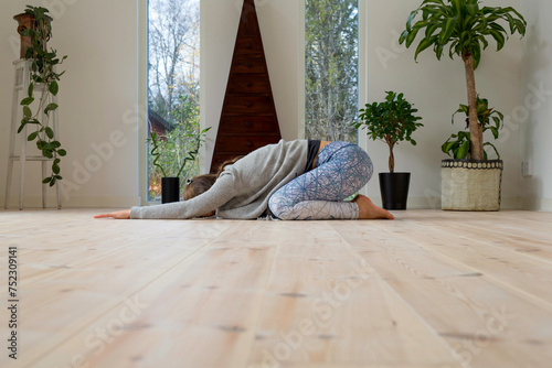 Yoga pose woman indoor