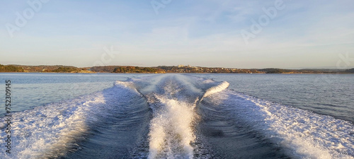 Boat wake while leaving the coast