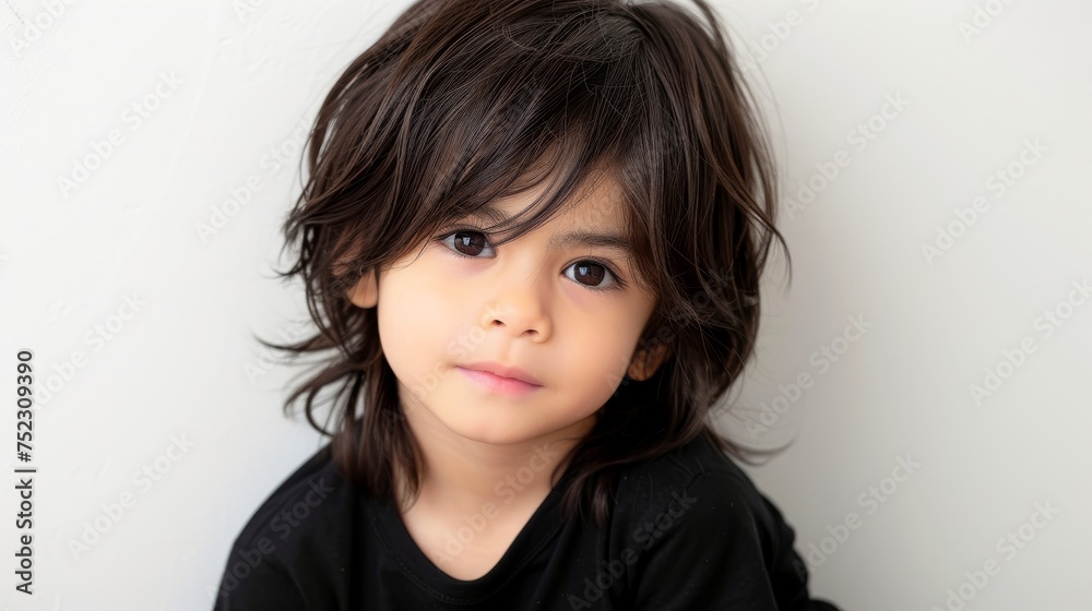 Close-up, Portrait of fashionable child model with fantasy makeup for cosmetics advertising Close-up, Portrait of fashionable child model with fantasy makeup for cosmetics advertising