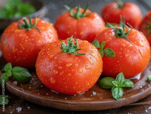 ripe whole tomatoes in a plate