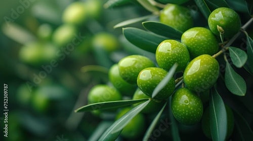 Wallpaper Mural green raw olives closeup food background Torontodigital.ca