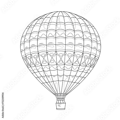 Hot air balloon.Coloring book antistress for children and adults.